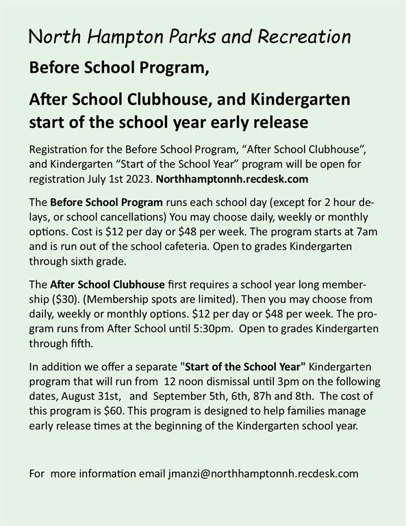 North Hampton NH Recreation Department